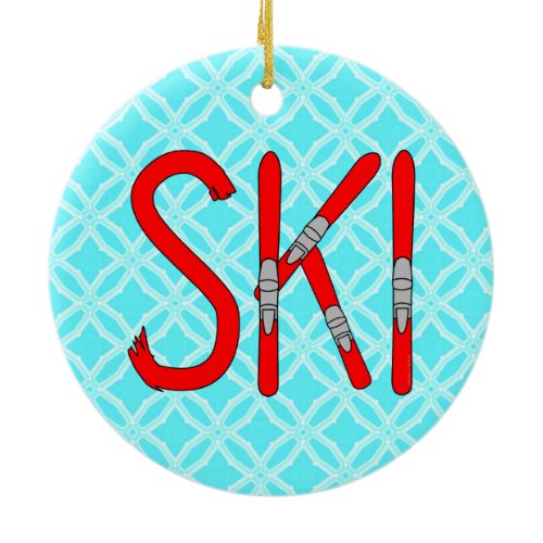 Ski Skis Ceramic Ornament