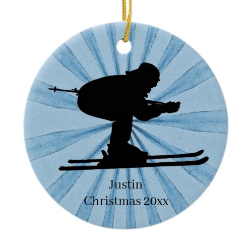 Skiing Name Ceramic Ornament