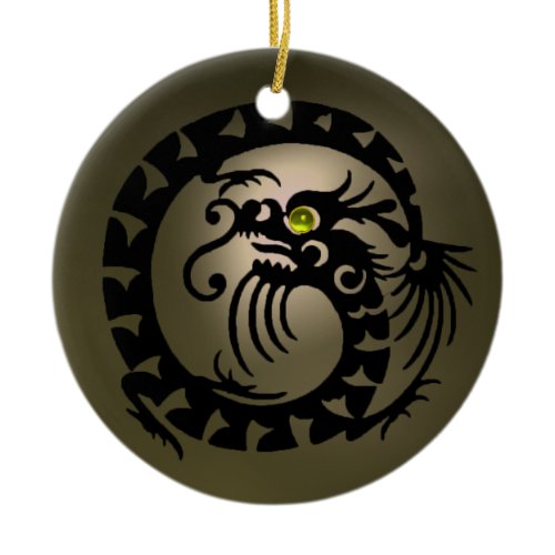 SNAKE DRAGON Black and Grey  Agate Ceramic Ornament