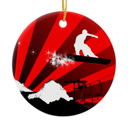 snowboard trail ceramic ornament