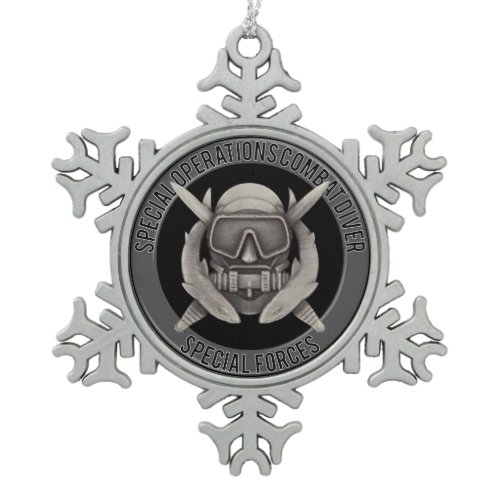 Spec Ops Diver Snowflake Pewter Christmas Ornament