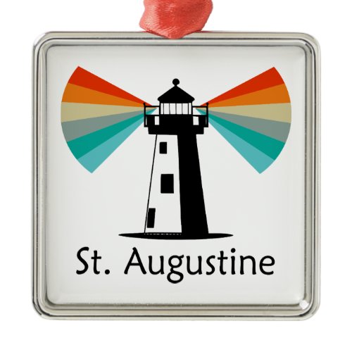 St. Augustine Florida Lighthouse Rainbow Metal Ornament