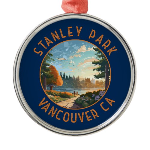 Stanley Park Vancouver Canada Retro Distressed Art Metal Ornament