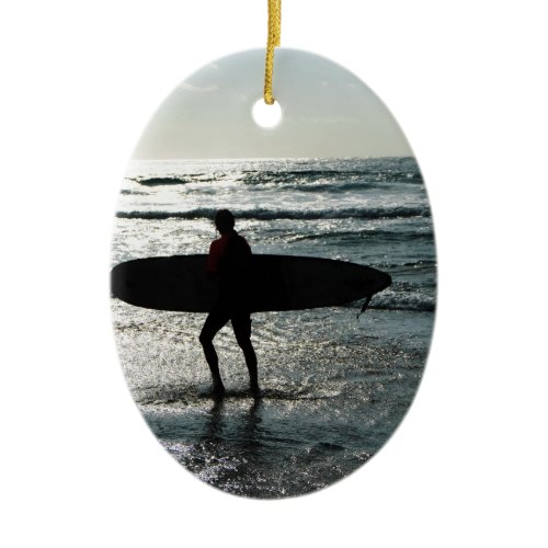 Sunset Surfing Ceramic Ornament
