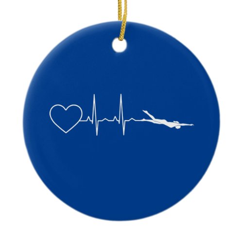 Swim - Swimming Heartbeat Ceramic Ornament
