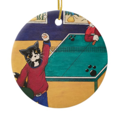 Table Tennis Ceramic Ornament