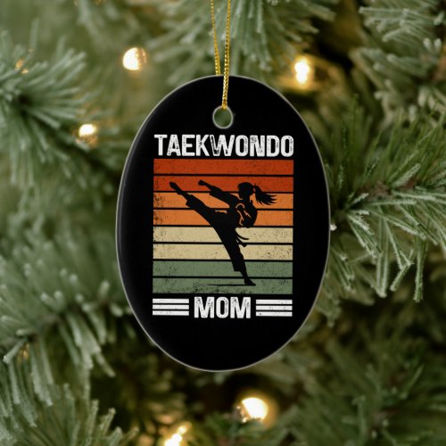 Taekwondo Mom Retro Martial Arts Mom Gift Ceramic Ornament