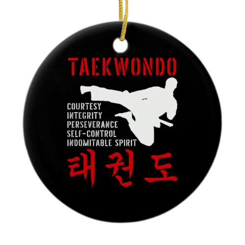 Taekwondo Tenets Flying Kick Korean Martial Arts Ceramic Ornament