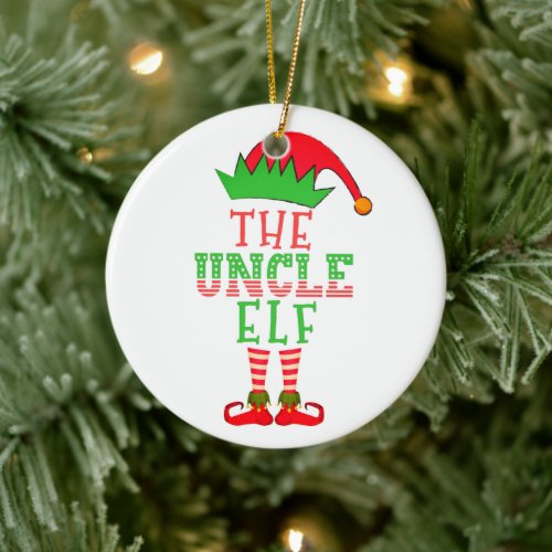 The Uncle Elf Christmas Family Matching Pajama Ceramic Ornament