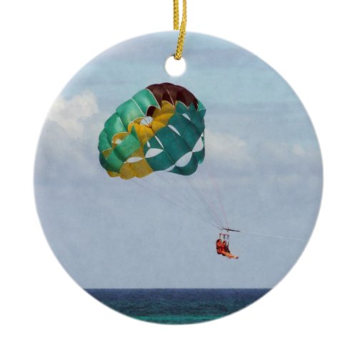 Two Women Parasailing in the Bahamas Ceramic Ornament
