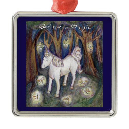Unicorn and Forest Fairies Art Custom Ornaments