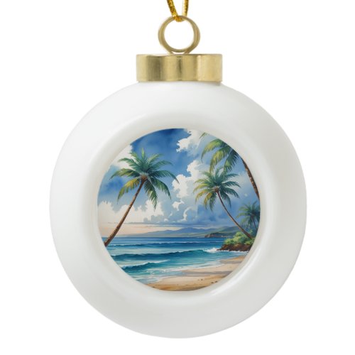 Vintage Style Hawaiian Travel Aloha From Hawaii Ceramic Ball Christmas Ornament