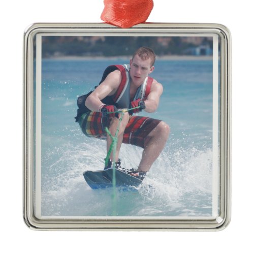 Wakeboard Crouch Metal Ornament