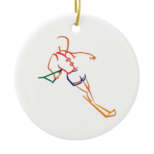 Water Skiing Ceramic Ornament