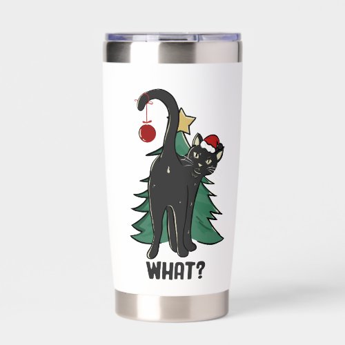 What? Christmas Black Cat Holiday Design Insulated Tumbler