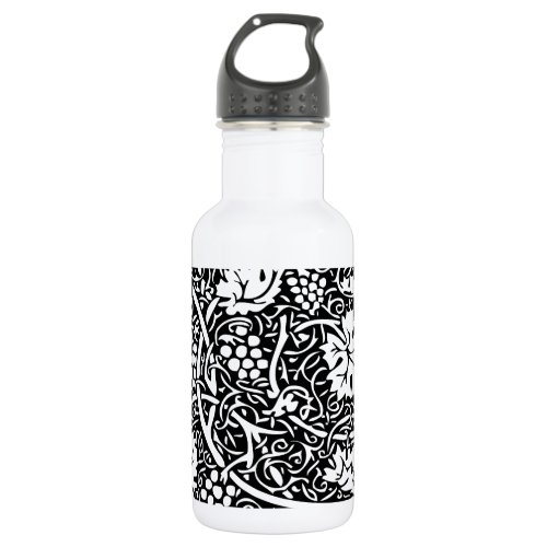 William Morris Black White Grape Vine Pattern Stainless Steel Water Bottle