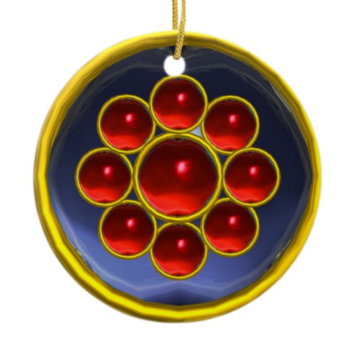 YELLOW RED BLUE GEMSTONE MON CERAMIC ORNAMENT