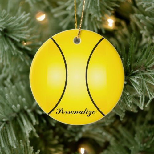 Yellow Tennis Ball | Personalize Ceramic Ornament