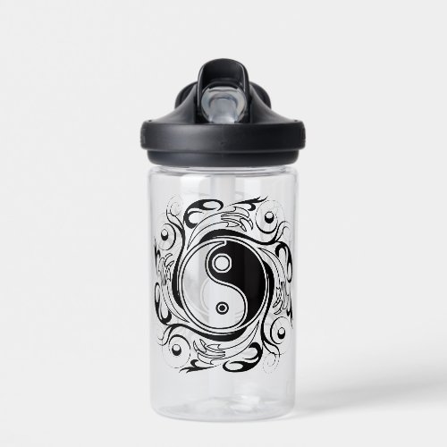 Yin &amp; Yang Symbol Black and White Tattoo Style Water Bottle