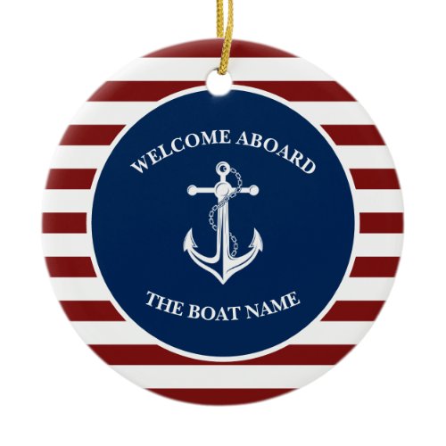 Your Boat Name Anchor Ceramic Ornament